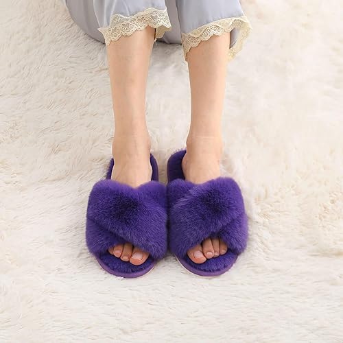 Women's Fuzzy Slippers, House Slippers, Open Toe Slippers Women's Fuzzy Slippers, House Slippers, Open Toe Slippers